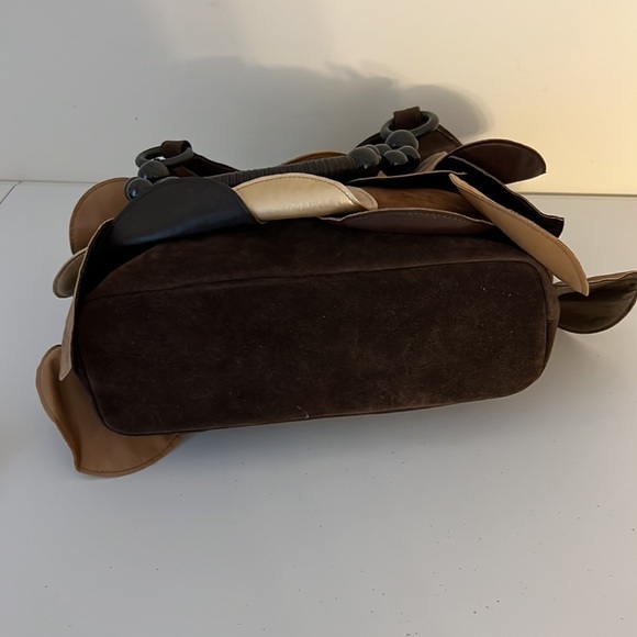 Prezzo Faux Suede Circles Bag with Wood Bead Handle - Picture 5 of 8